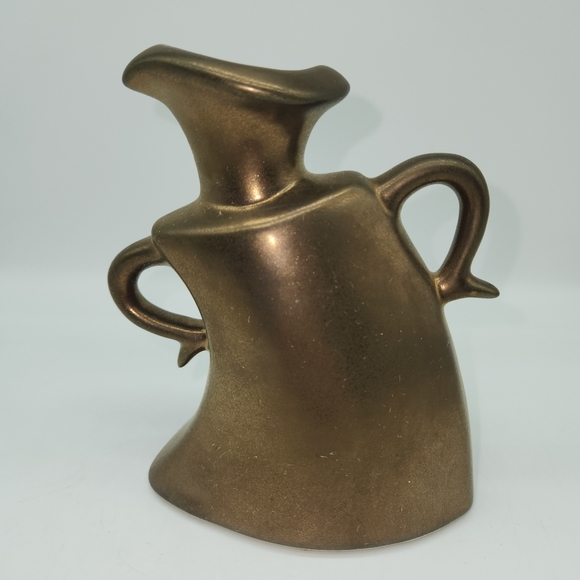 Vintage MCM 60's Michael Lambert signed Metallic Bronze glaze Candle Holder - Picture 7 of 11